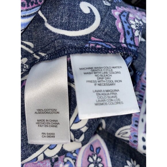 Jones New York Signature Women Navy Purple Paisley Blouse Top Plus Size 2X - Picture 12 of 13